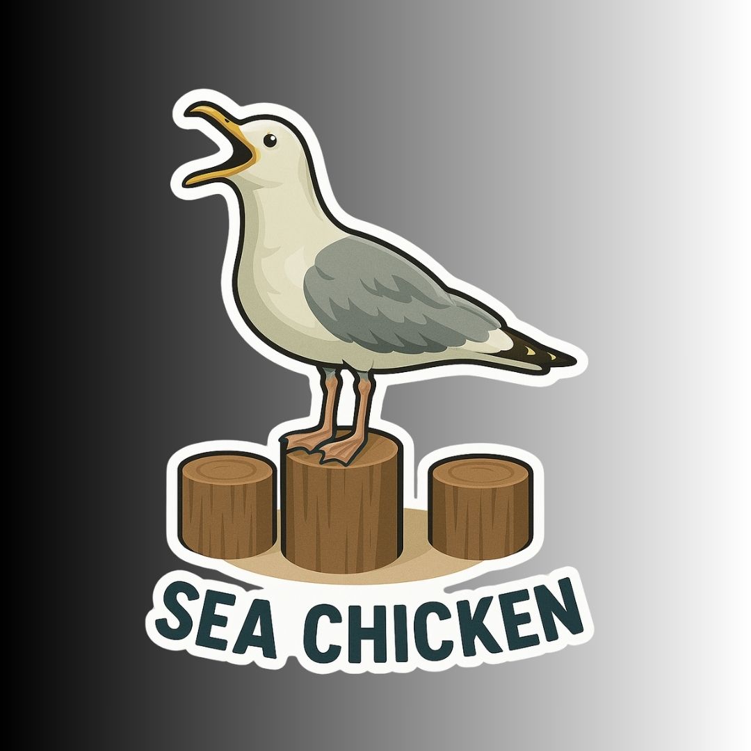 "SEA CHICKEN" Cute Funny Seagull Sticker