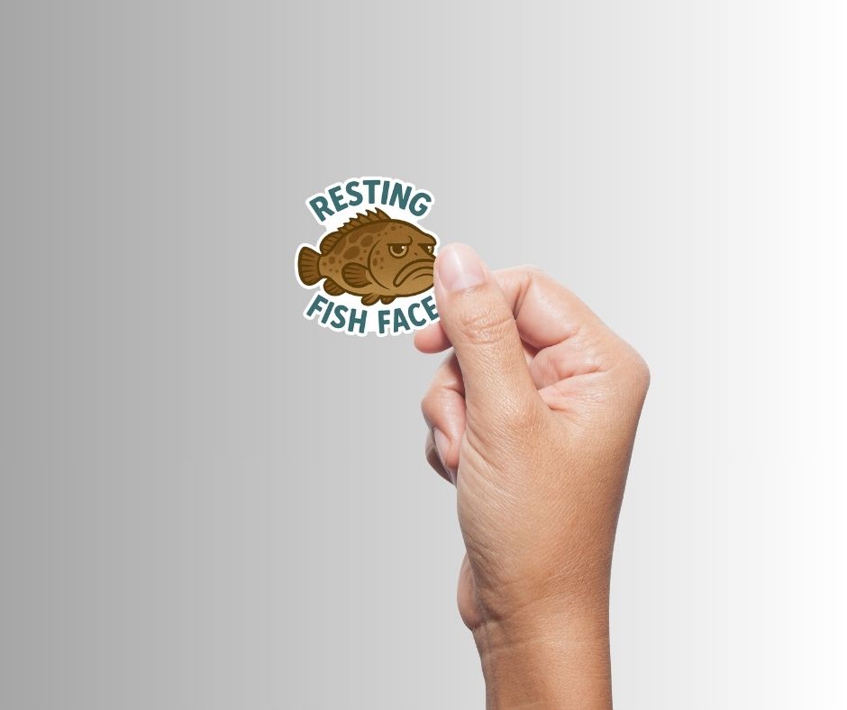 "Resting Fish Face" Funny Sarcastic Grouper Fish Sticker